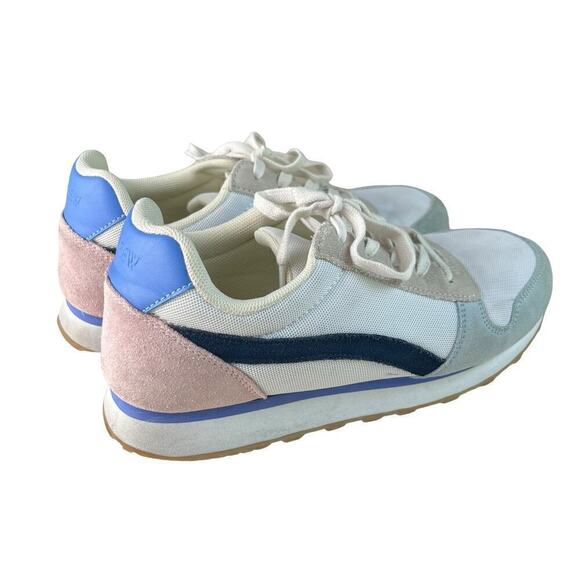J.Crew City Sneakers Lace Up‎ in Light Blue Pink and Navy, Size 10 - Picture 2 of 9
